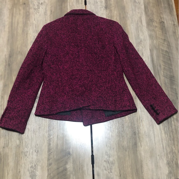 Talbots Tweed Buttoned Wool Cotton Blend Fuscia Blazer sz 6 - Picture 6 of 9